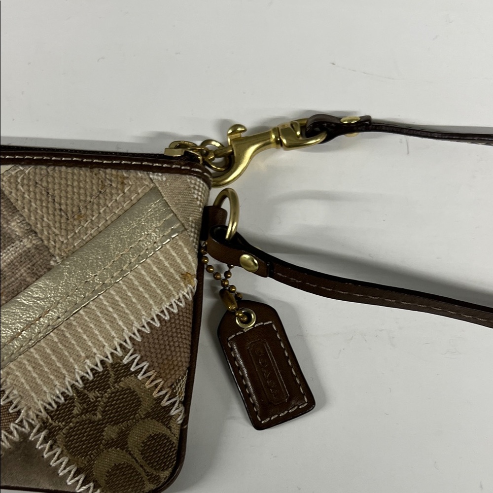 Coach Brown Patchwork Wristlet - Picture 8 of 14
